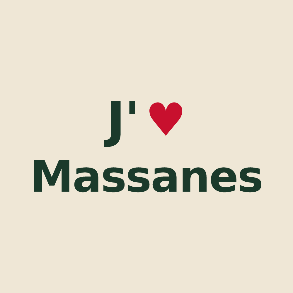 Tote bag personnalisé Massanes — design J'aime Massanes