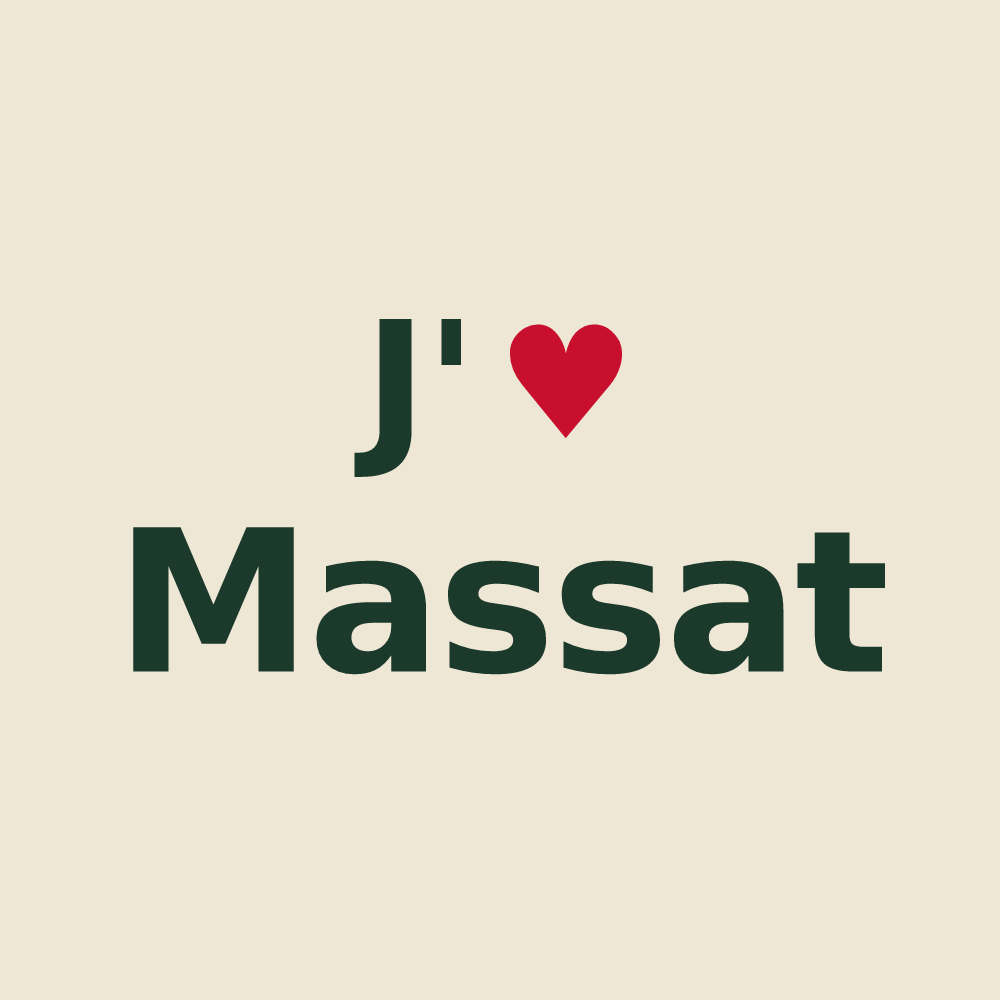 Tote bag personnalisé Massat — design J'aime Massat