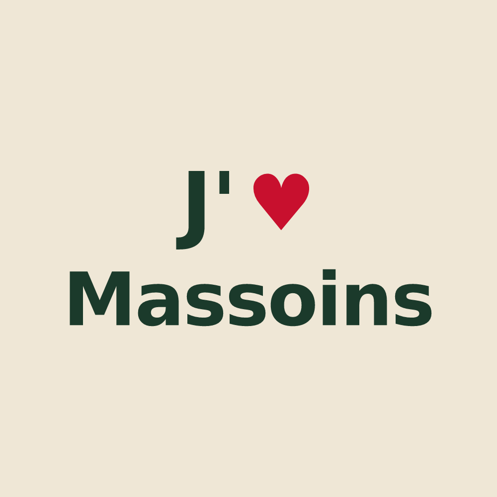 Tote bag personnalisé Massoins — design J'aime Massoins