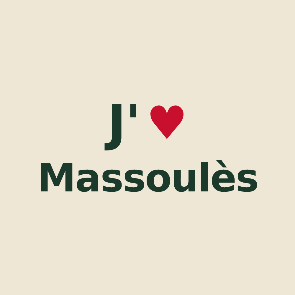 Tote bag personnalisé Massoulès — design J'aime Massoulès