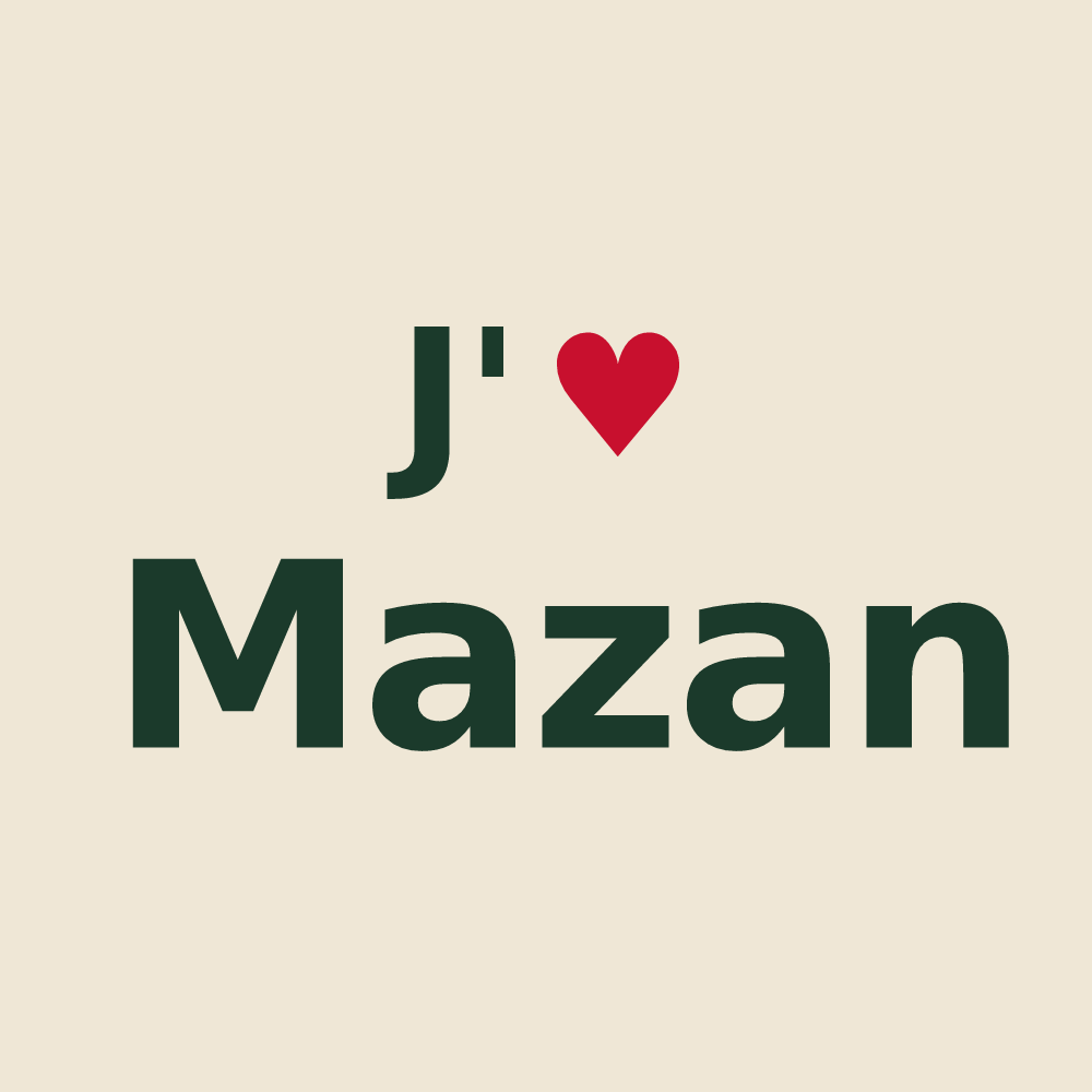 Tote bag personnalisé Mazan — design « J'aime Mazan » imprimé sur le tote bag