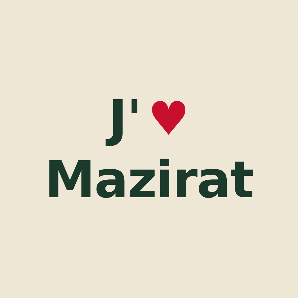 Tote bag personnalisé Mazirat — design « J'aime Mazirat » imprimé sur le tote bag
