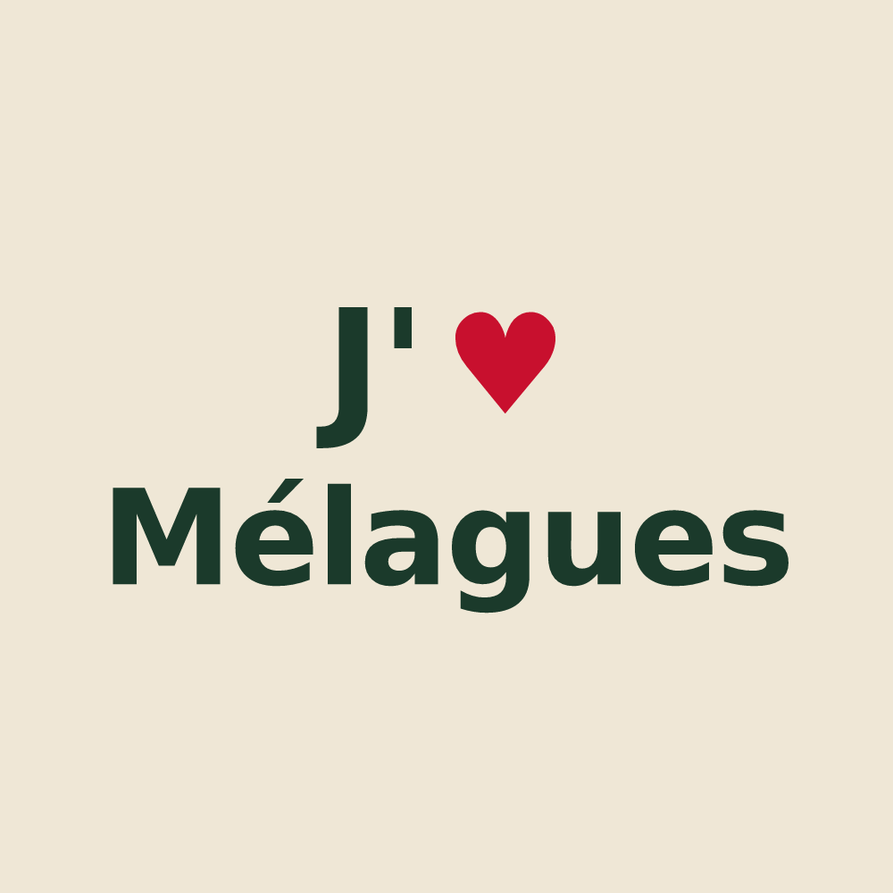 Tote bag personnalisé Mélagues — design J'aime Mélagues
