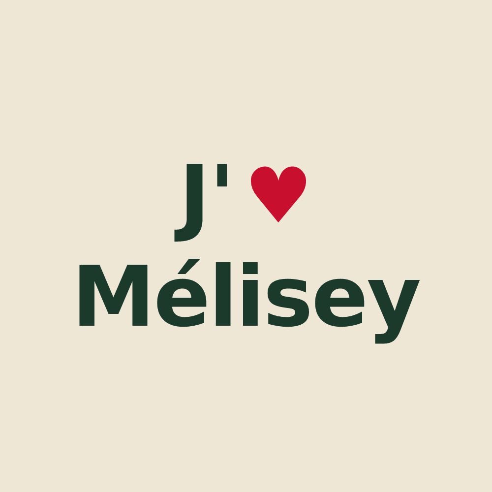 Tote bag personnalisé Mélisey — design « J'aime Mélisey » imprimé sur le tote bag
