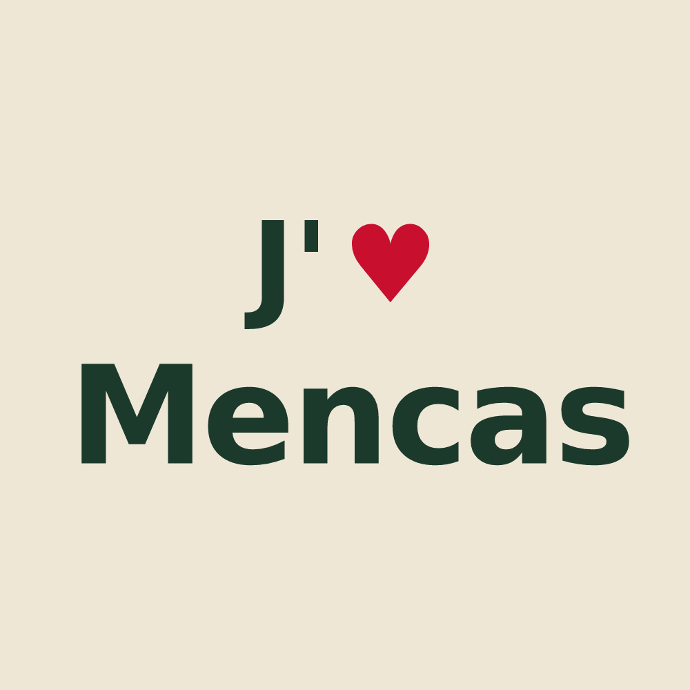 Tote bag personnalisé Mencas — design J'aime Mencas