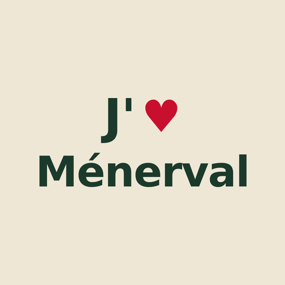 Tote bag personnalisé Ménerval — design « J'aime Ménerval » imprimé sur le tote bag