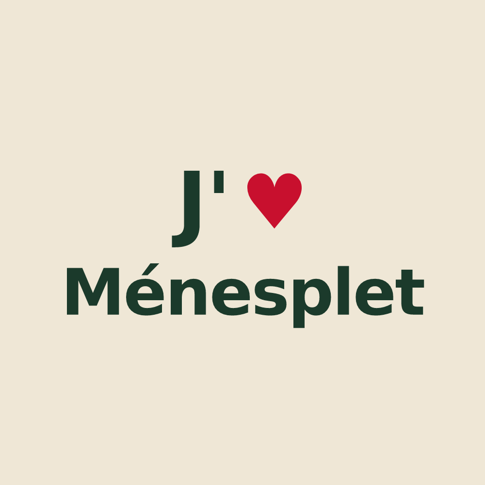 Tote bag personnalisé Ménesplet — design J'aime Ménesplet