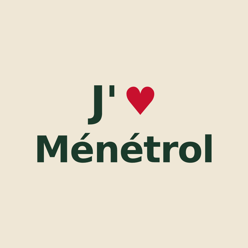 Tote bag personnalisé Ménétrol — design J'aime Ménétrol