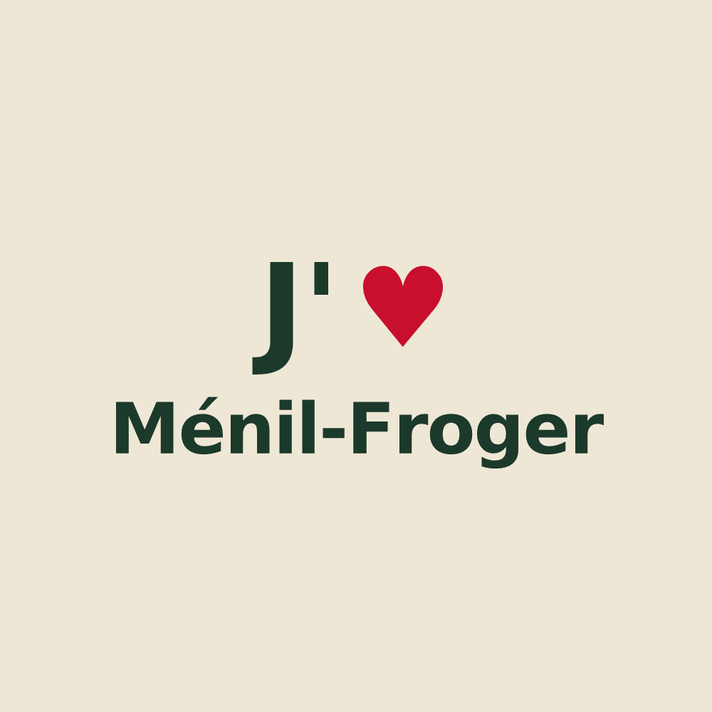 Tote bag personnalisé Ménil-Froger — design J'aime Ménil-Froger