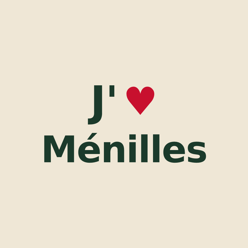 Tote bag personnalisé Ménilles — design J'aime Ménilles