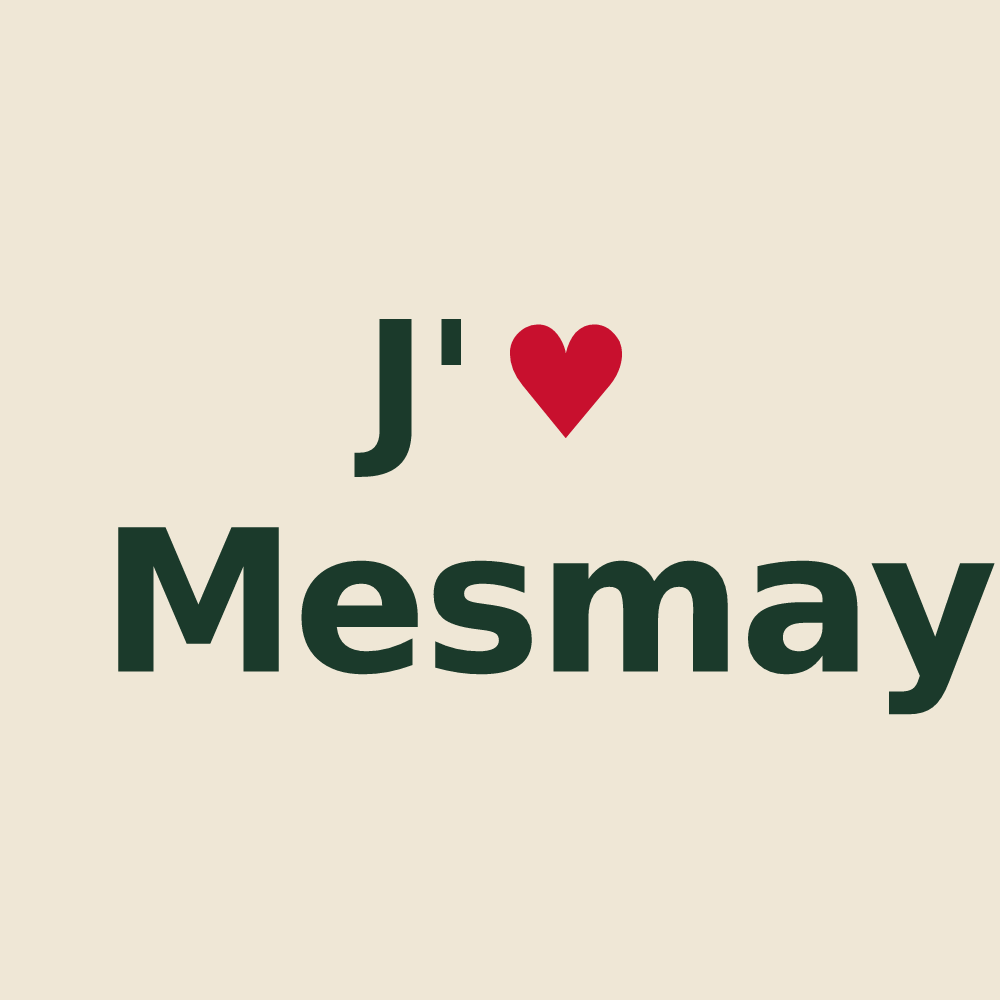 Tote bag personnalisé Mesmay — design « J'aime Mesmay » imprimé sur le tote bag