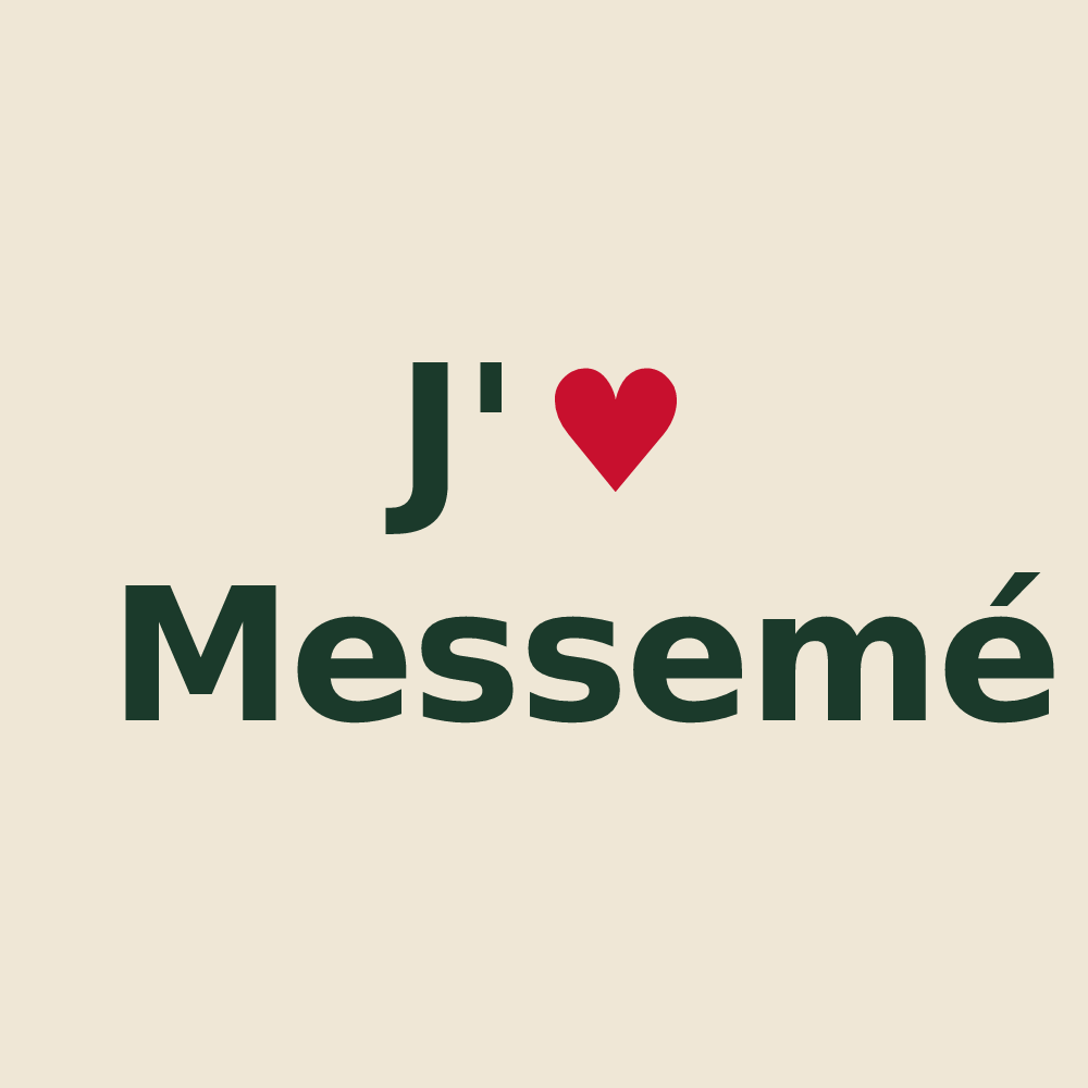 Tote bag personnalisé Messemé — design J'aime Messemé