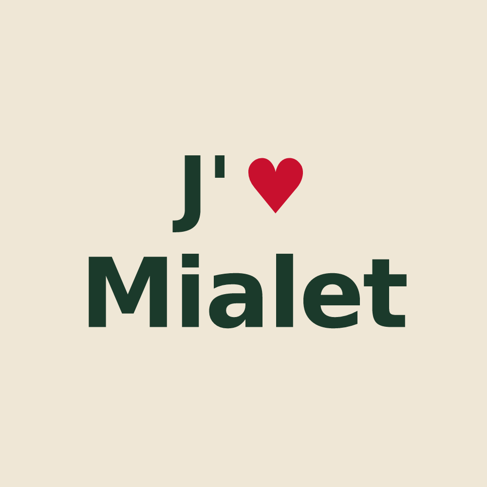 Tote bag personnalisé Mialet — design « J'aime Mialet » imprimé sur le tote bag