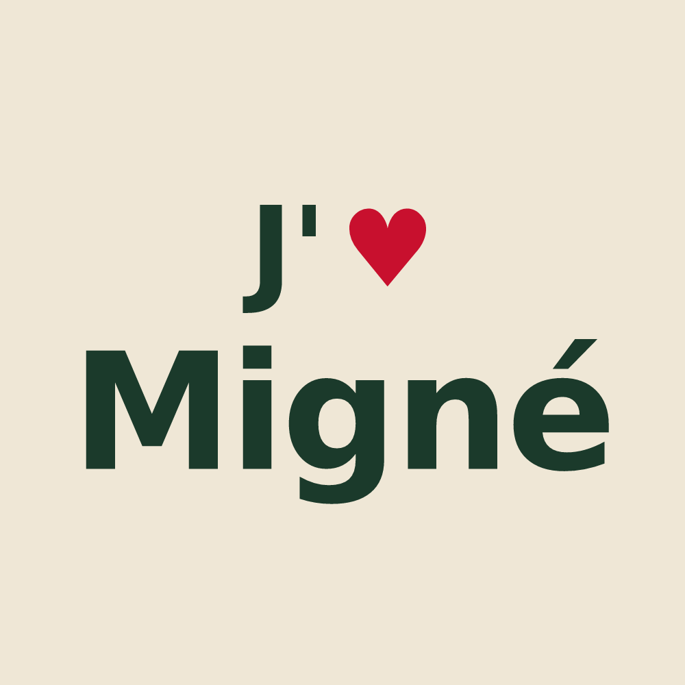 Tote bag personnalisé Migné — design J'aime Migné