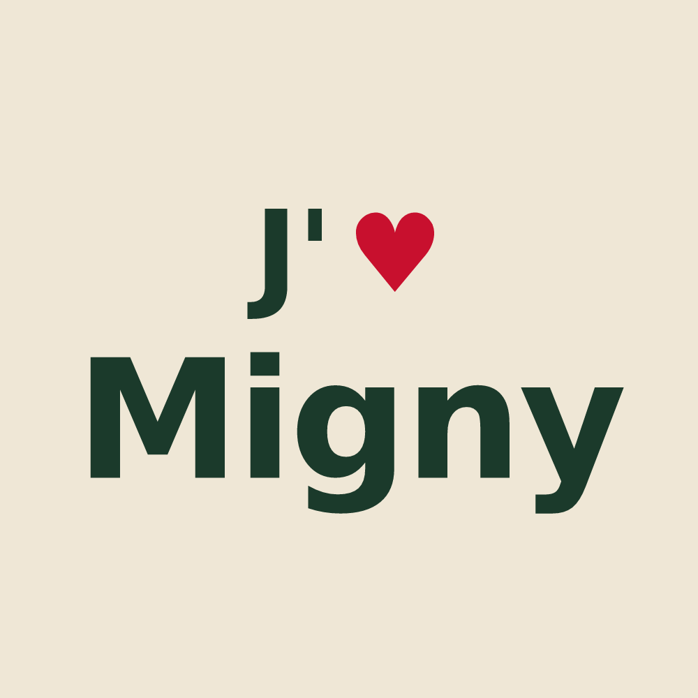 Tote bag personnalisé Migny — design J'aime Migny