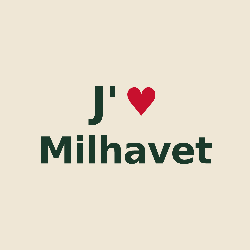 Tote bag personnalisé Milhavet — design J'aime Milhavet
