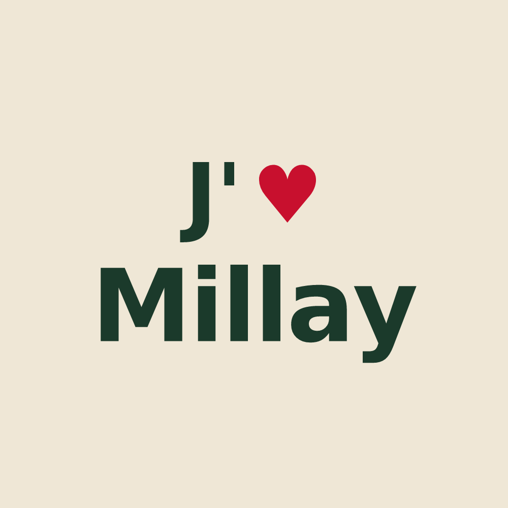 Tote bag personnalisé Millay — design « J'aime Millay » imprimé sur le tote bag