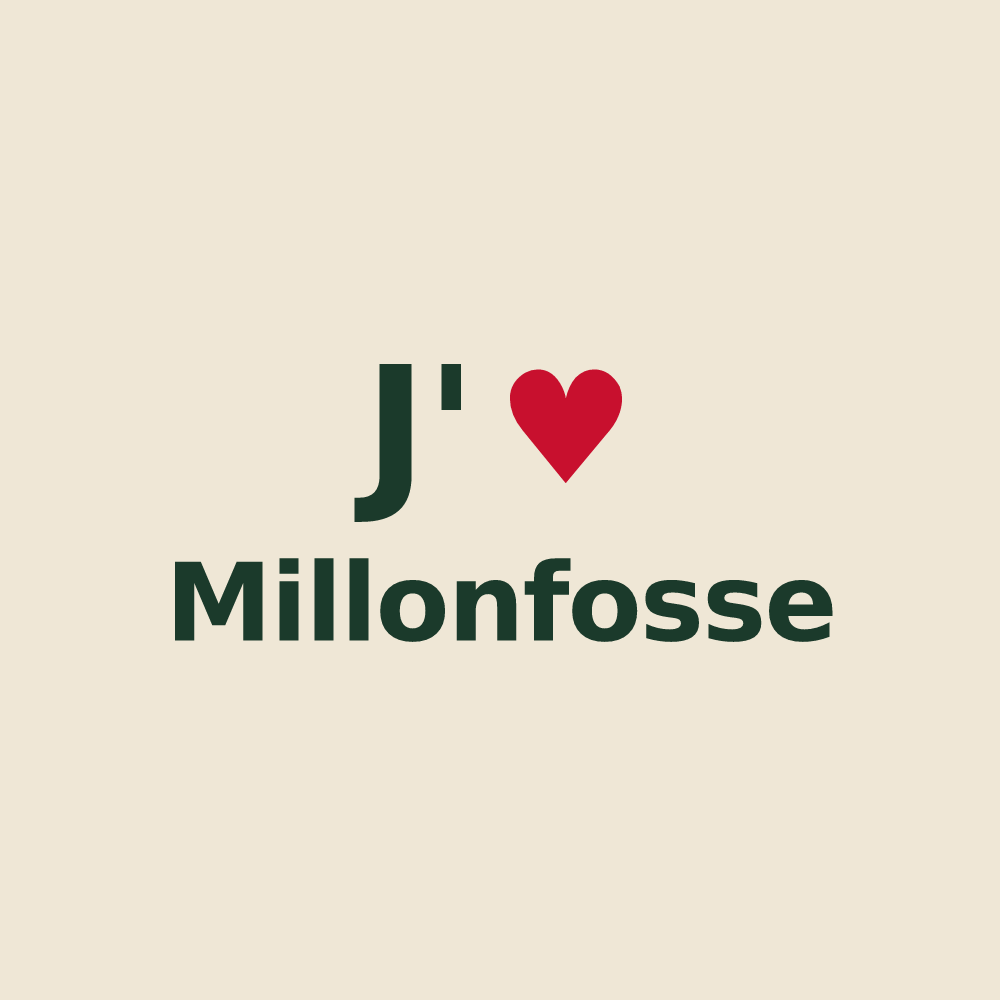 Tote bag personnalisé Millonfosse — design « J'aime Millonfosse » imprimé sur le tote bag
