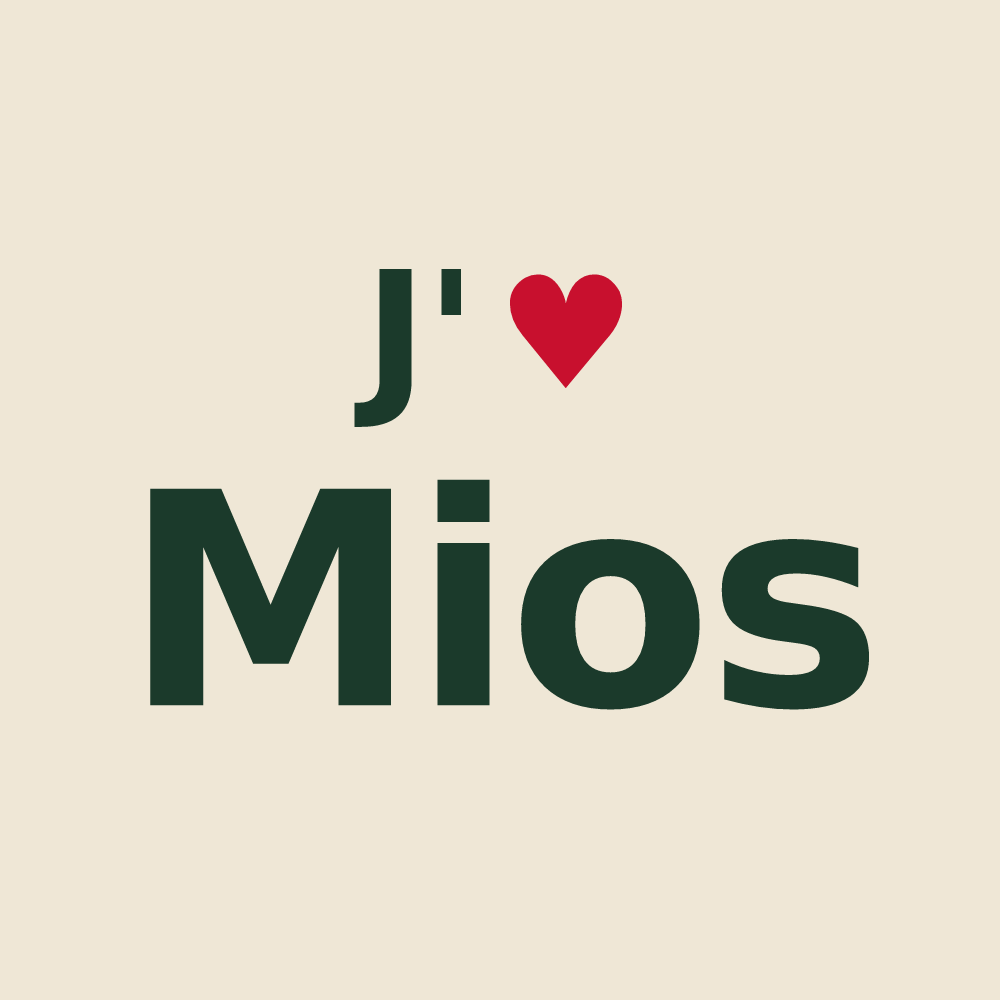 Tote bag personnalisé Mios — design « J'aime Mios » imprimé sur le tote bag
