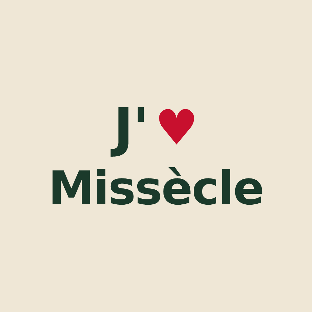 Tote bag personnalisé Missècle — design « J'aime Missècle » imprimé sur le tote bag