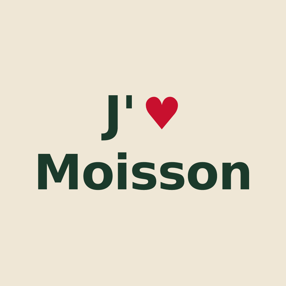 Tote bag personnalisé Moisson — design « J'aime Moisson » imprimé sur le tote bag