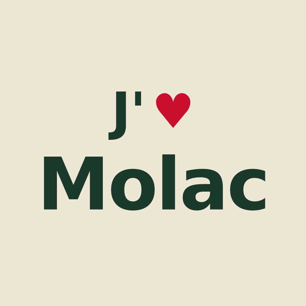 Tote bag personnalisé Molac — design « J'aime Molac » imprimé sur le tote bag