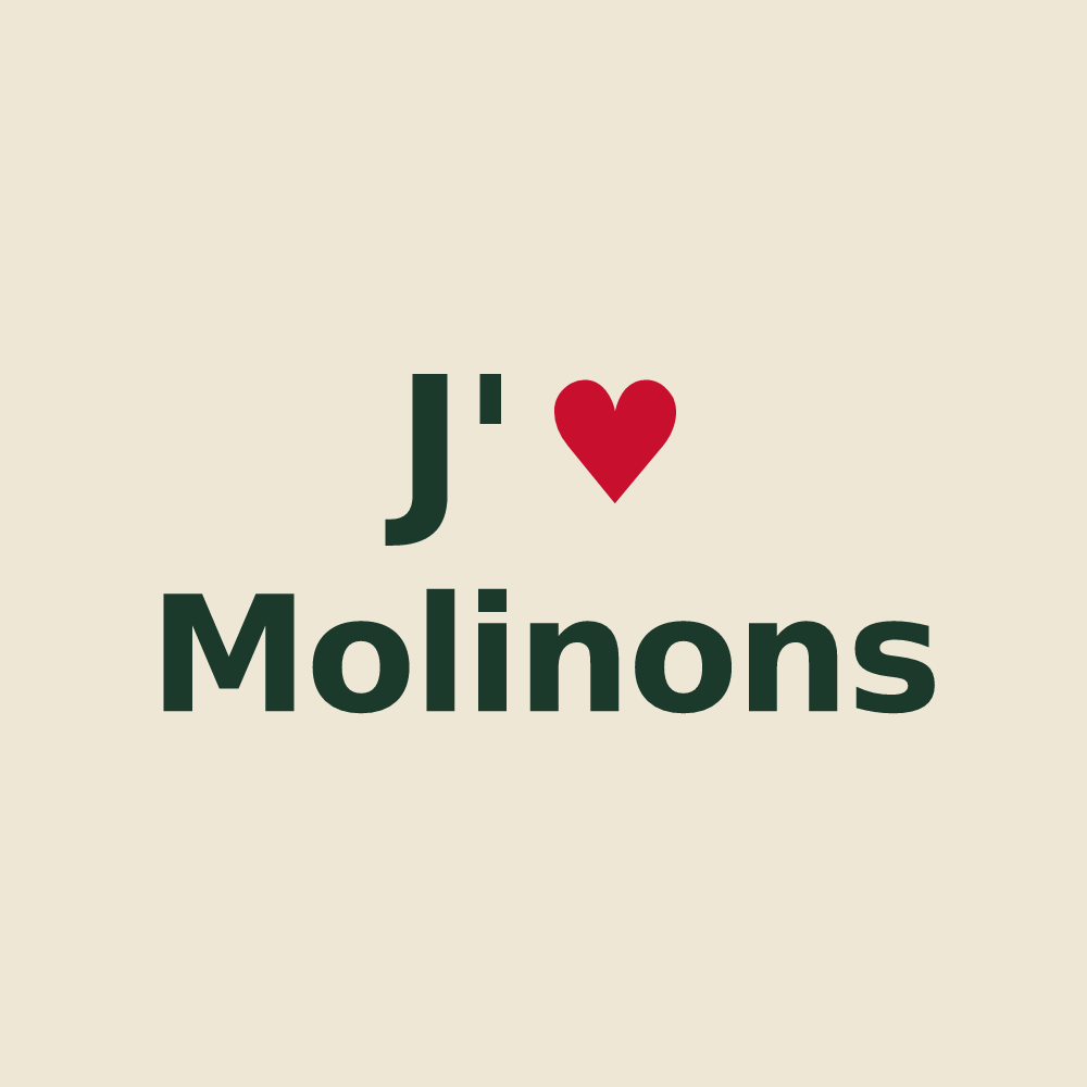Tote bag personnalisé Molinons — design J'aime Molinons
