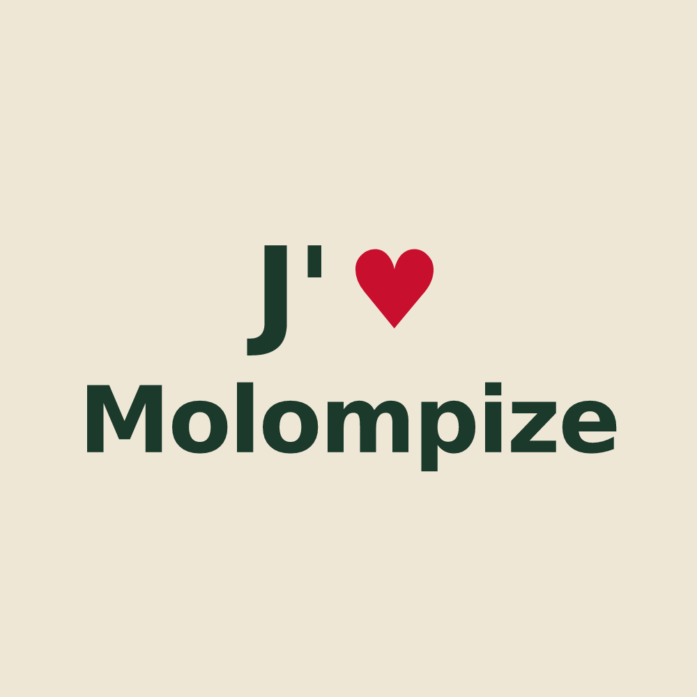 Tote bag personnalisé Molompize — design « J'aime Molompize » imprimé sur le tote bag