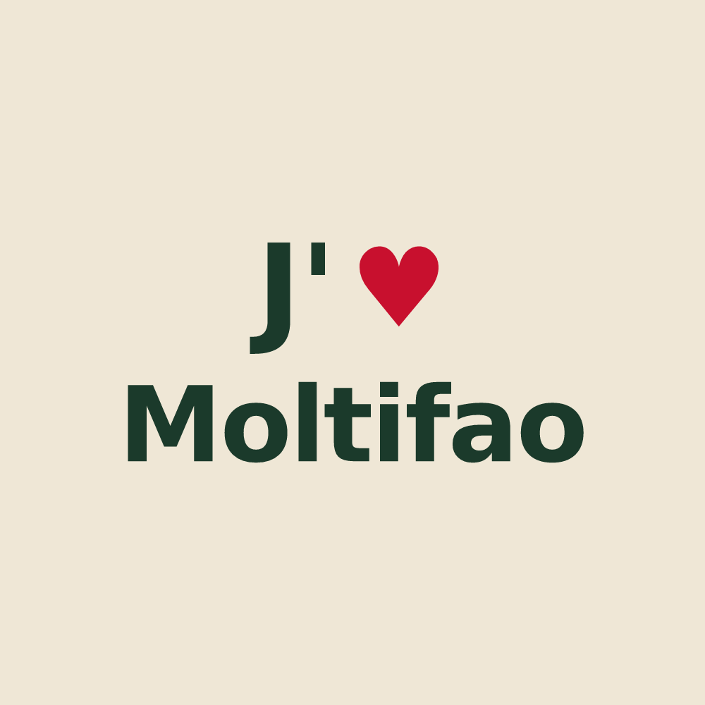 Tote bag personnalisé Moltifao — design J'aime Moltifao
