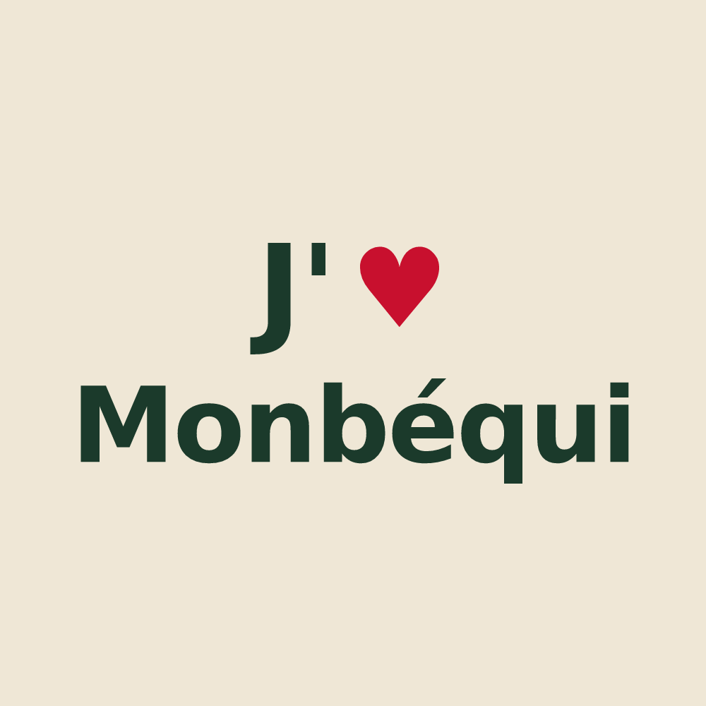 Tote bag personnalisé Monbéqui — design J'aime Monbéqui