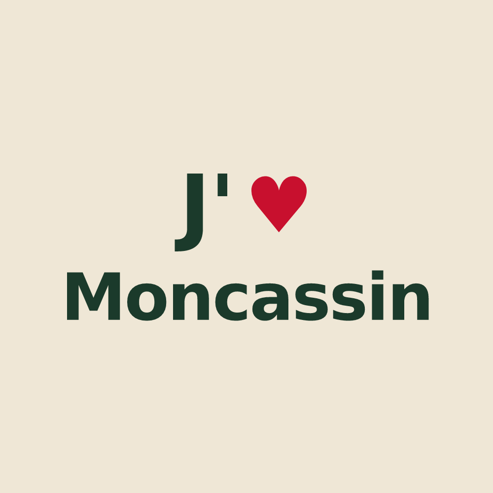 Tote bag personnalisé Moncassin — design J'aime Moncassin