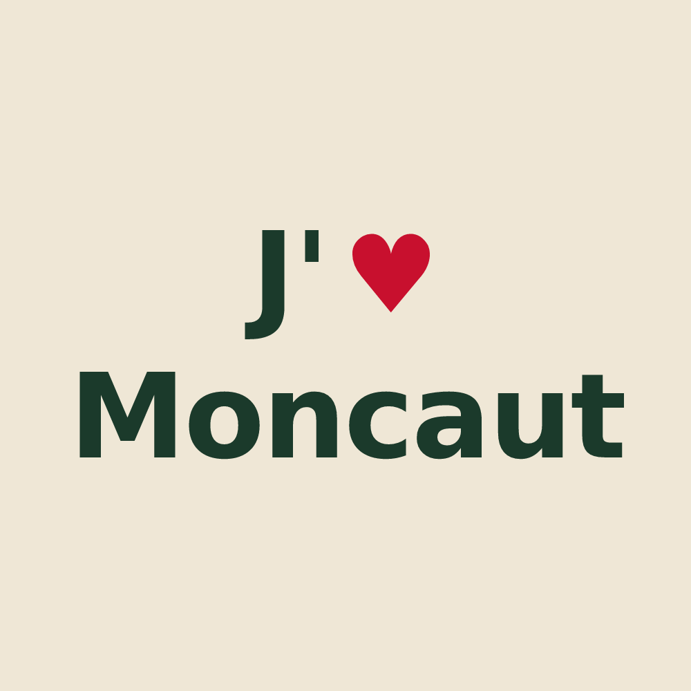 Tote bag personnalisé Moncaut — design J'aime Moncaut