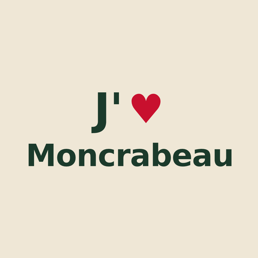 Tote bag personnalisé Moncrabeau — design J'aime Moncrabeau