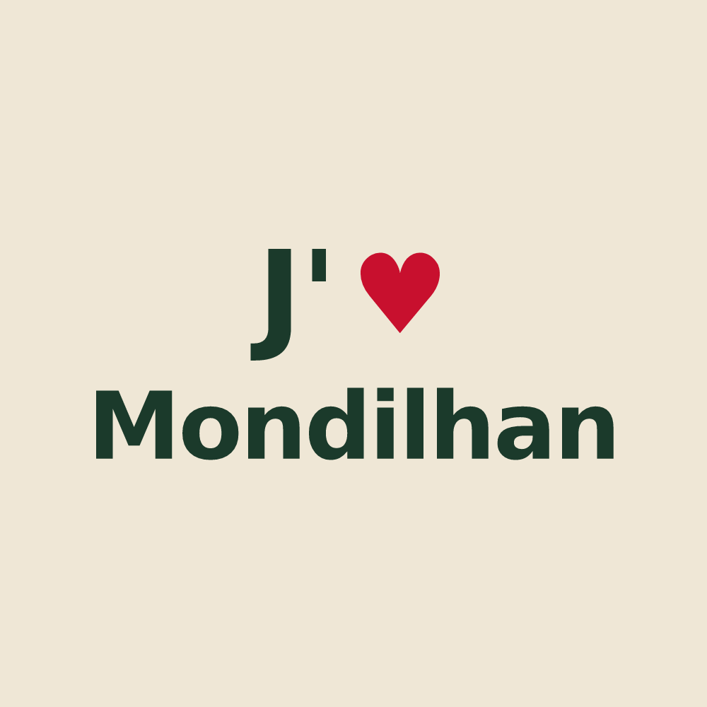 Tote bag personnalisé Mondilhan — design J'aime Mondilhan