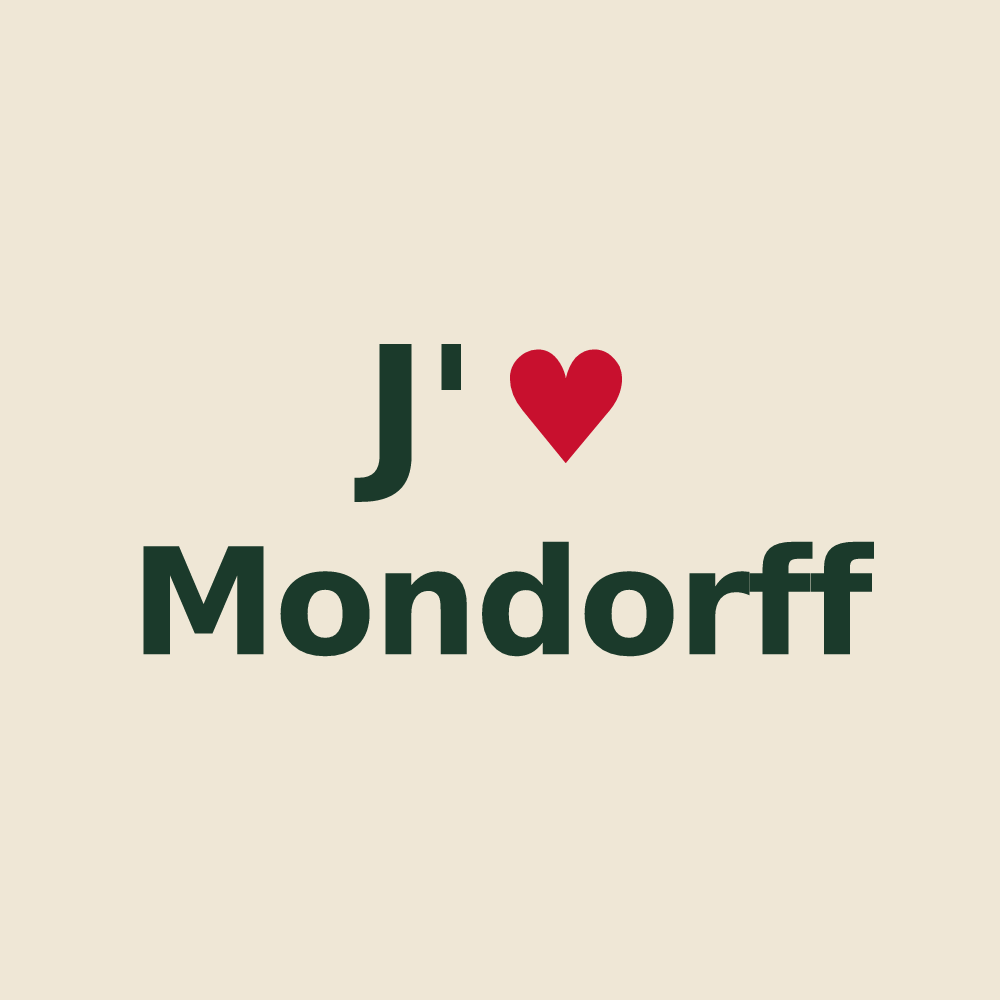 Tote bag personnalisé Mondorff — design J'aime Mondorff
