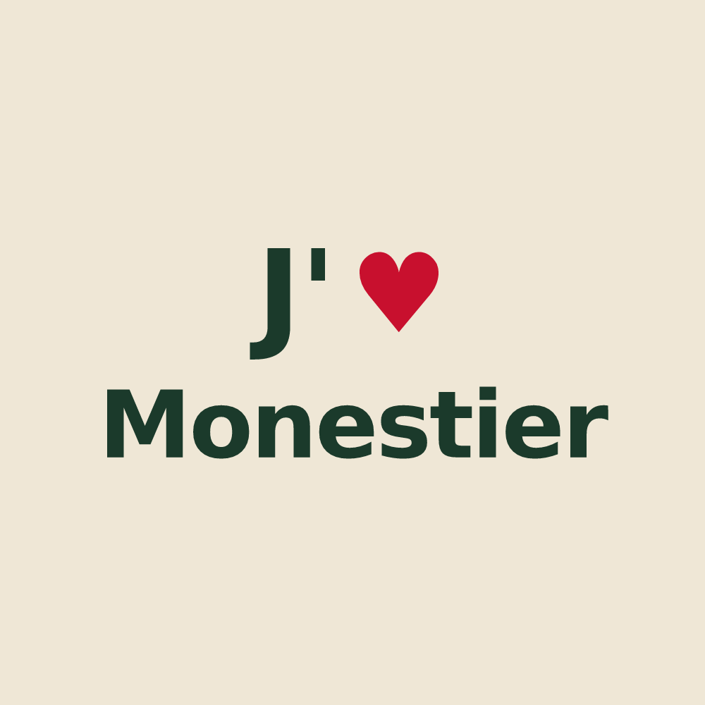 Tote bag personnalisé Monestier — design J'aime Monestier