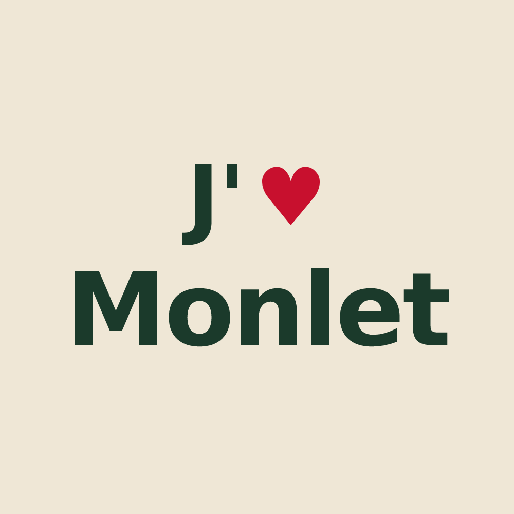 Tote bag personnalisé Monlet — design J'aime Monlet