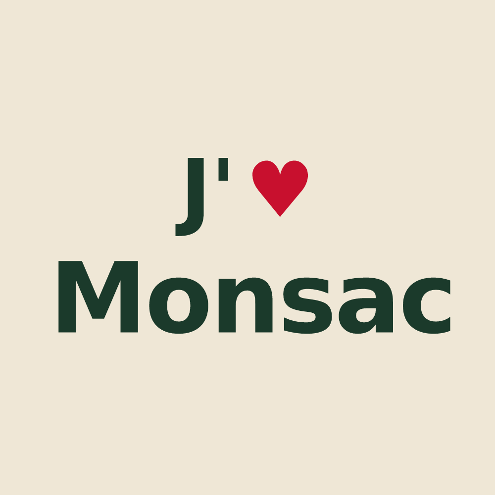 Tote bag personnalisé Monsac — design J'aime Monsac