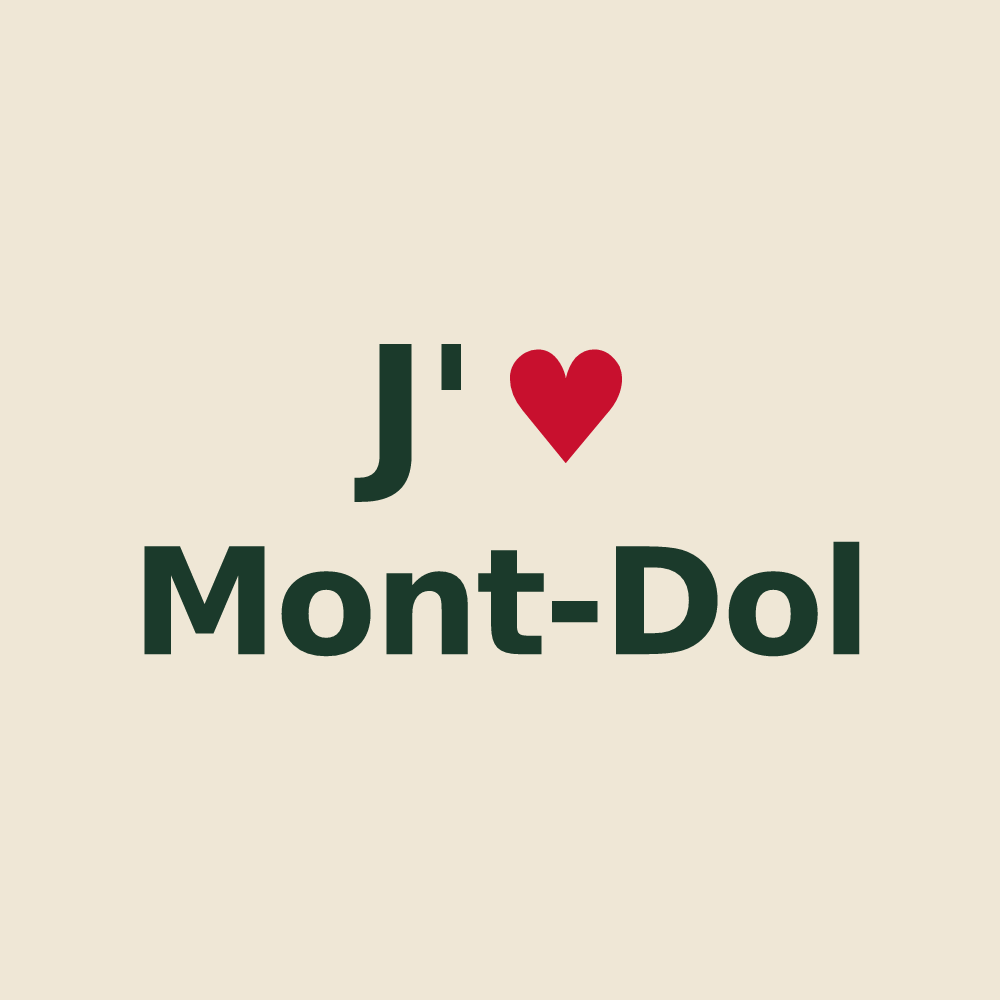 Tote bag personnalisé Mont-Dol — design « J'aime Mont-Dol » imprimé sur le tote bag
