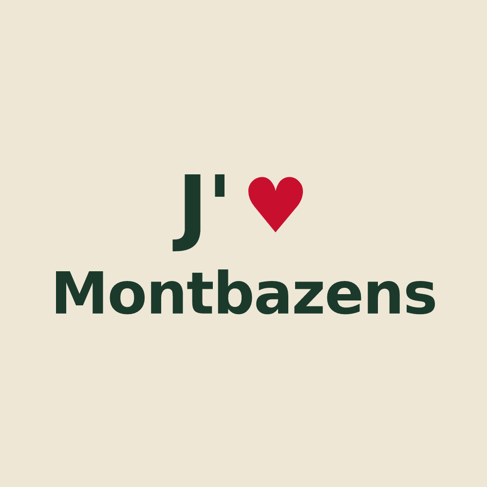 Tote bag personnalisé Montbazens — design « J'aime Montbazens » imprimé sur le tote bag