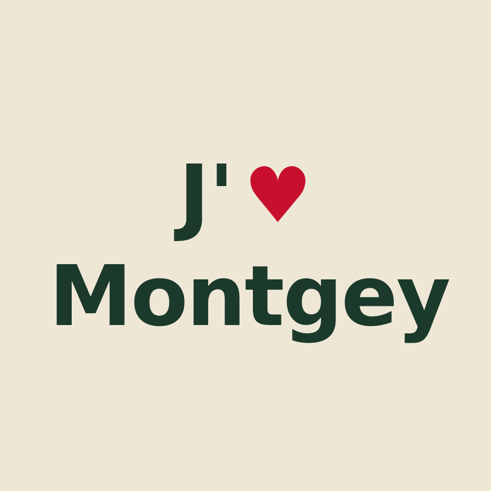 Tote bag personnalisé Montgey — design « J'aime Montgey » imprimé sur le tote bag
