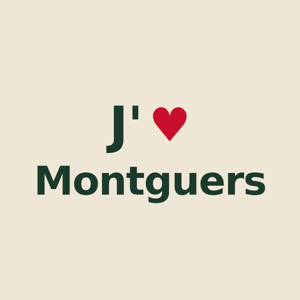 Tote bag personnalisé Montguers — design J'aime Montguers