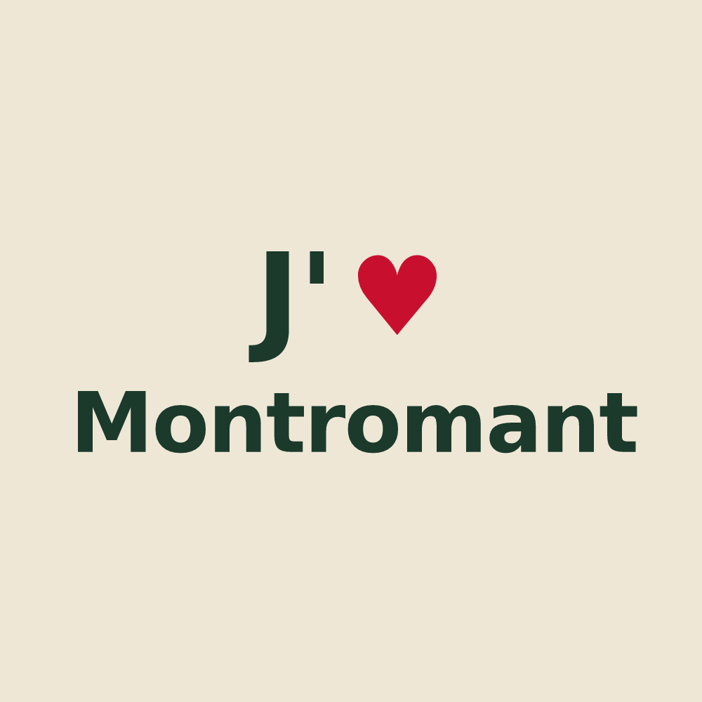 Tote bag personnalisé Montromant — design J'aime Montromant