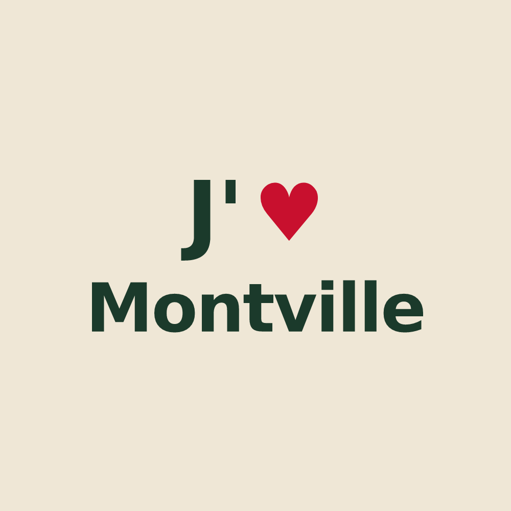 Tote bag personnalisé Montville — design « J'aime Montville » imprimé sur le tote bag