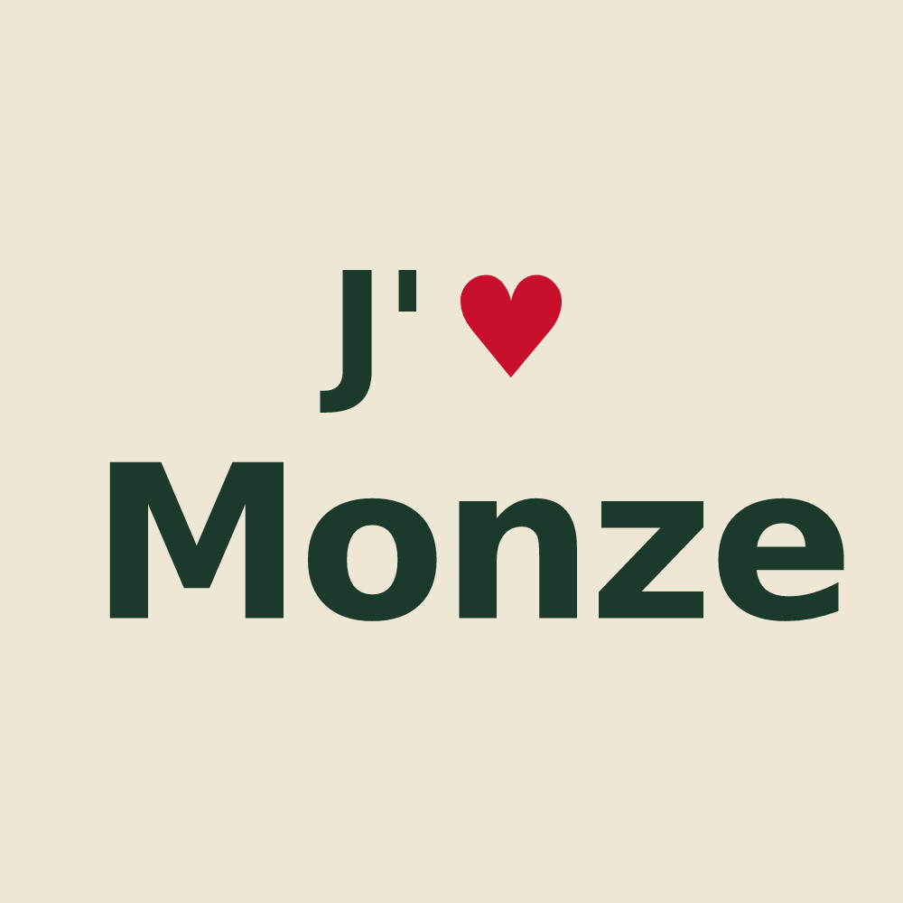 Tote bag personnalisé Monze — design « J'aime Monze » imprimé sur le tote bag