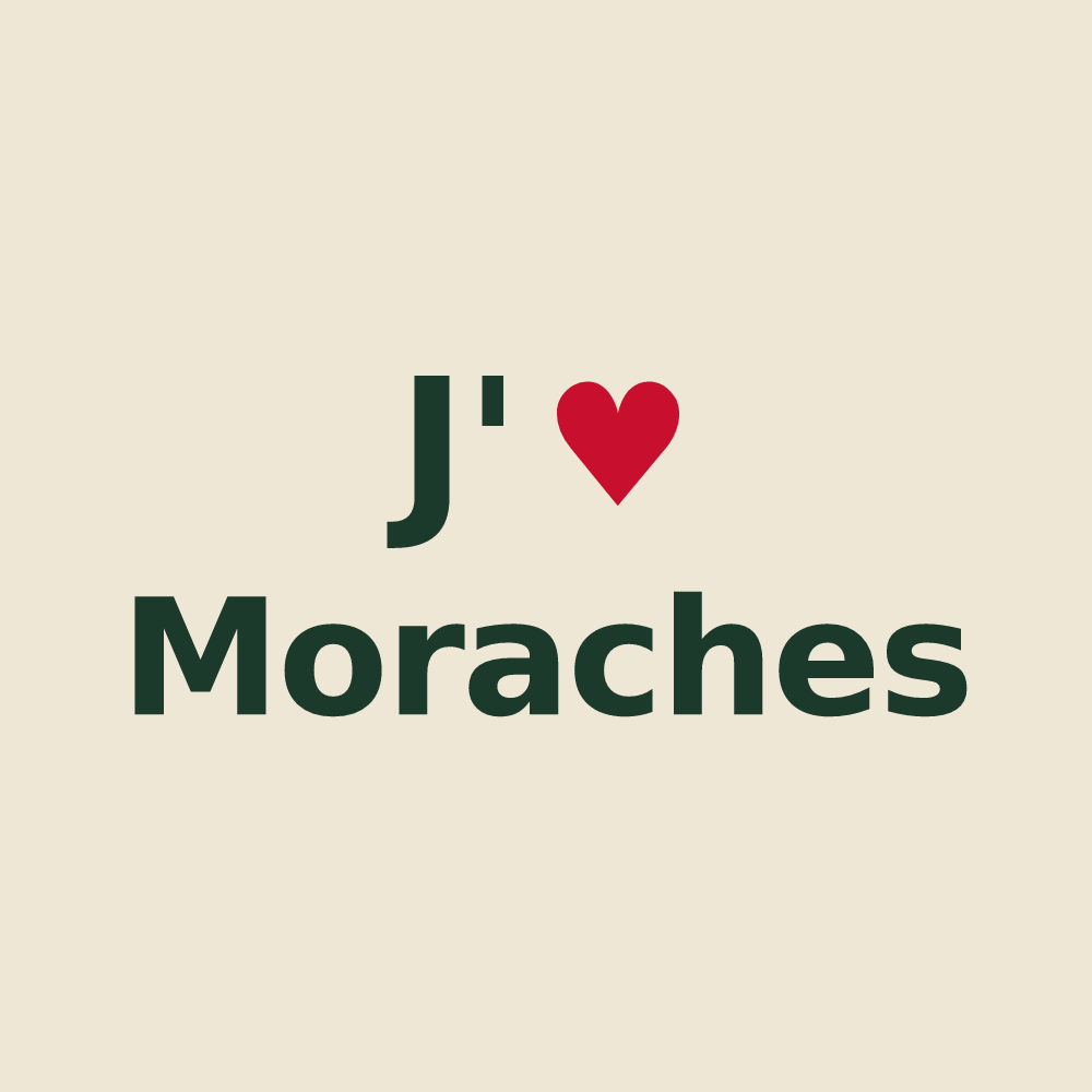 Tote bag personnalisé Moraches — design J'aime Moraches