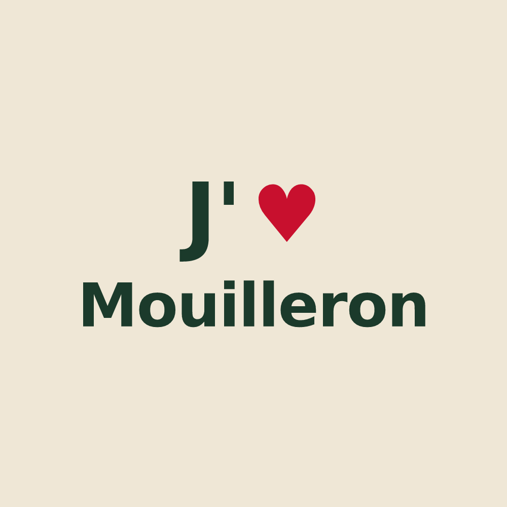Tote bag personnalisé Mouilleron — design « J'aime Mouilleron » imprimé sur le tote bag