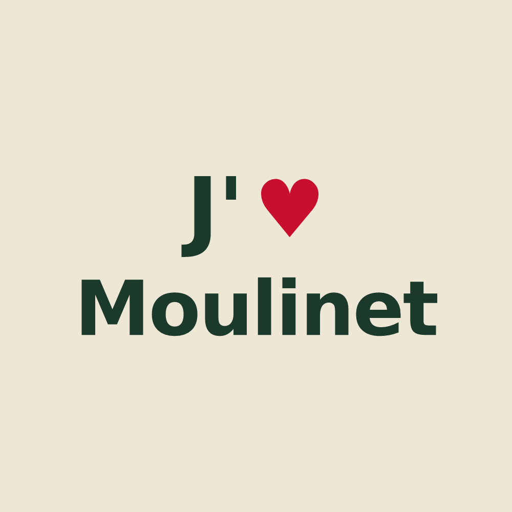 Tote bag personnalisé Moulinet — design « J'aime Moulinet » imprimé sur le tote bag