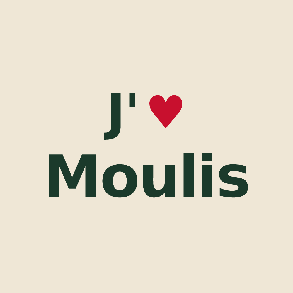 Tote bag personnalisé Moulis — design J'aime Moulis