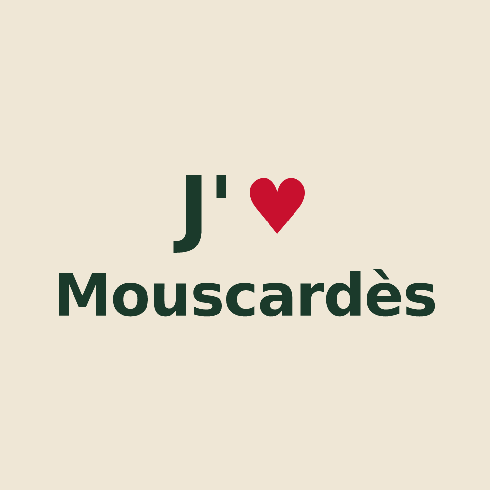 Tote bag personnalisé Mouscardès — design J'aime Mouscardès